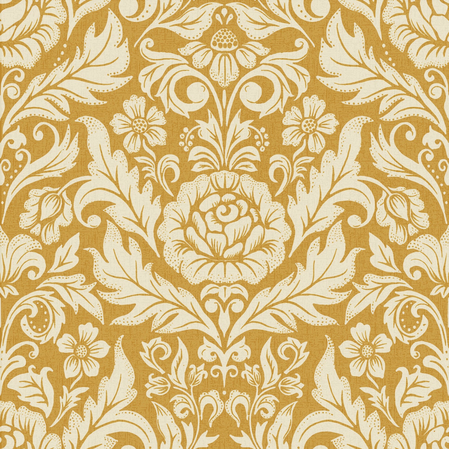 Rosalind Vintage Floral in Cream on Ochre